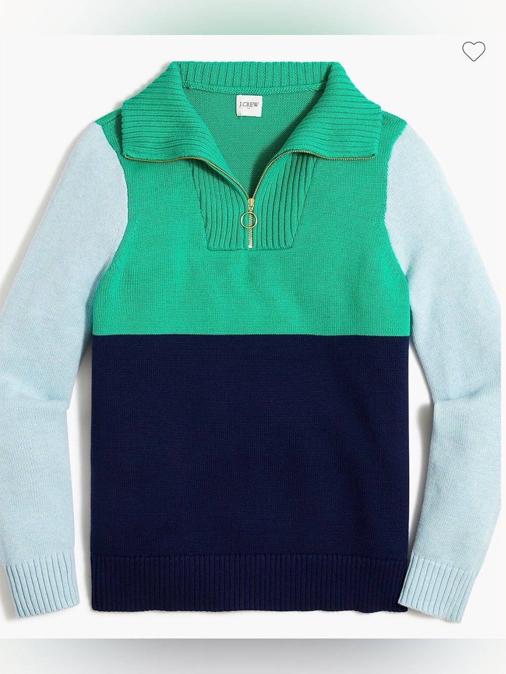 J. Crew Factory Cotton Quarter Zip Ribbed Sweater with Gold Hardware